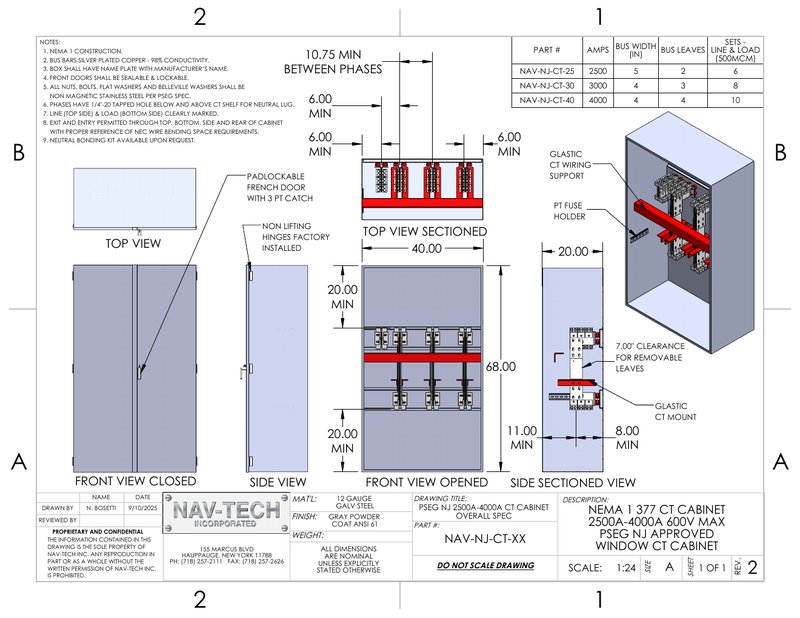 PSEG NJ 2500A-4000A CT Cabinet drawing